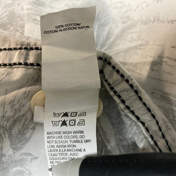 Mens Lot of Two Floral Short Sleeve Shirts Small Cotton/Linen Black/White Blue - Picture 5 of 9